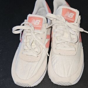 New Balance Women's Cream and Pink Sneakers
